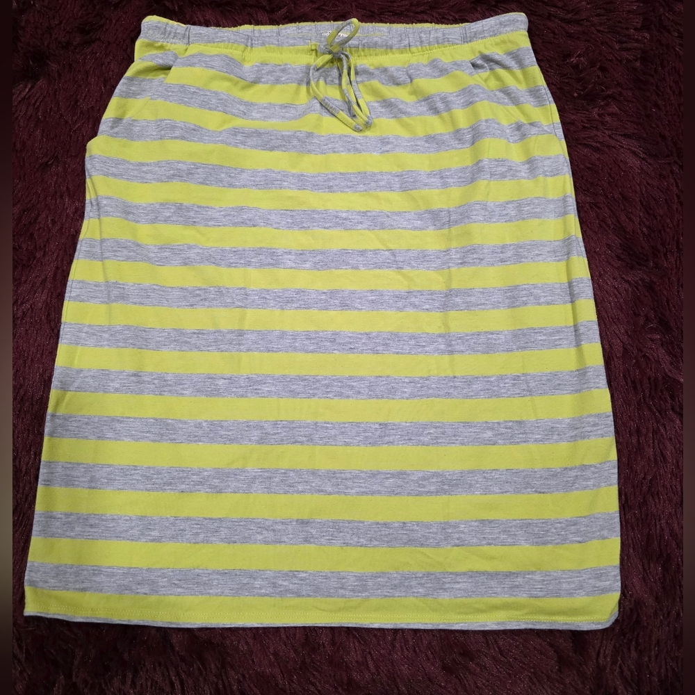 Sonoma Yellow and Green Midi Pencil Skirt with Tie Front